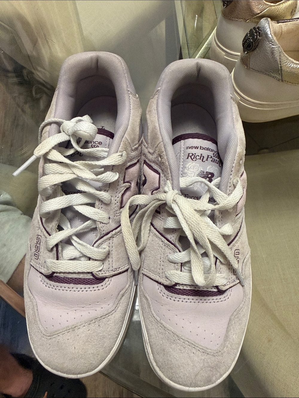 New Balance Women's Lavender and White Sneakers